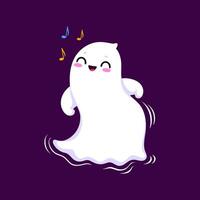 Cartoon Halloween kawaii ghost character dancing vector