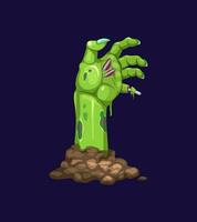 Decaying cartoon zombie hand, grasping for prey vector