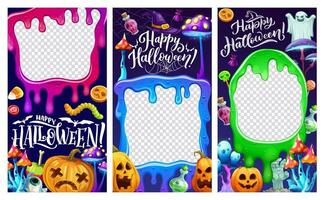 Halloween holiday social media templates, layouts vector