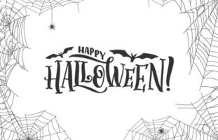 Halloween holiday cobweb and spiders frame, bats vector
