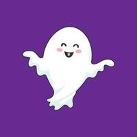 dibujos animados kawaii Víspera de Todos los Santos fantasma alegre personaje vector