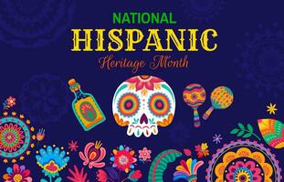 National Hispanic Heritage Month banner with skull vector