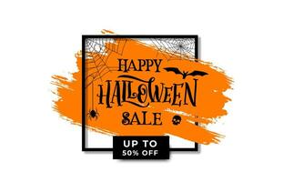 Halloween sale banner with frame, blob, spiders vector