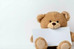 Cute bear blank card color. Generate Ai photo