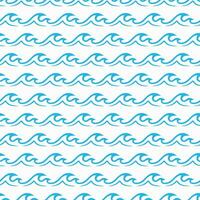 Blue ocean and sea waves seamless pattern vector
