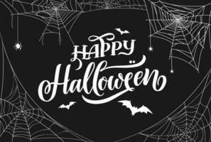 Halloween cobweb with spiders, holiday banner vector