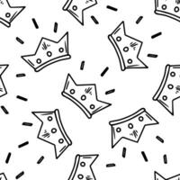 Doodle-style crown seamless pattern. Festive concept. Hand drawn vector outline sketch.
