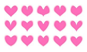 Pink blurred hearts set vector illustration isolated