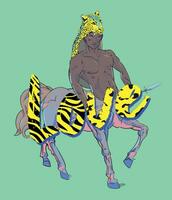 Love. Design for black centaur t-shirt with animal print. Vector illustration for gay pride day.