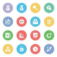 Flat Icons of Business Analysis and Finance vector