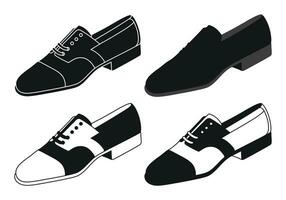 Vector image of a silhouette of a pair of mens shoes. Low shoes