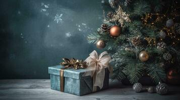 Embracing the Magic of Christmas through Fir Branches and Gifts, AI Generated photo
