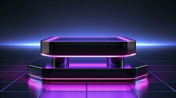 neon podium in bright psychedelic colors with backlighting. in y2k style. AI Generated photo