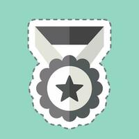 Sticker line cut Medal 2. related to Award symbol. simple design editable. simple illustration vector