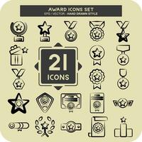 Icon Set Award. related to Award symbol. hand drawn style. simple design editable. simple illustration vector