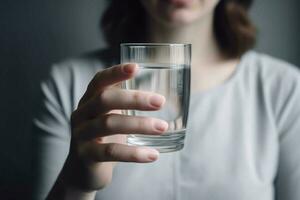 mujer vaso Mañana agua. generar ai foto