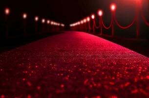 Red carpet blurred glowing. Generate Ai photo