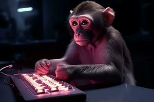 Monkey mixing music. Generate Ai photo