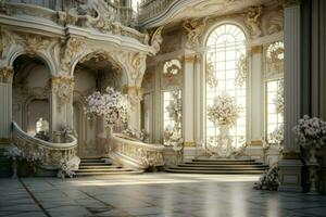 Ornate baroque interior. Generate Ai photo