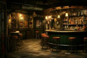 Atmospheric Bar interior vintage loft. Generate Ai photo