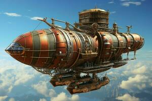 Medieval airship stylized. Generate Ai photo