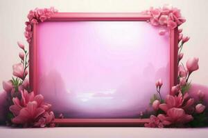 Pink avatar flower frame. Generate Ai photo