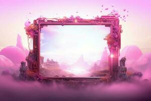 Pink avatar flower frame empty game. Generate Ai photo