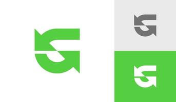 Retry or recycle icon letter G logo design vector