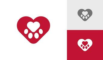 Paw symbol with heart logo design vector