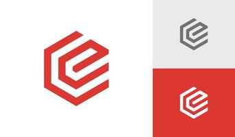 Letter CE hexagon logo design vector
