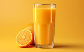 An illustration of a tumbler filled with orange juice, created using Unreal Engine, Generative Ai photo