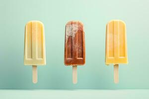 High Quality Minimalist Stock Photography Popsicle Ice Creams Illustration, Generative Ai photo