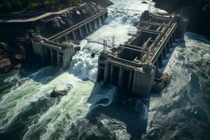 Hydroelectric Power Plant Aerial. Generative By Ai photo