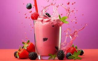 Fresh and Delicious Berry Smoothie. Generative AI photo