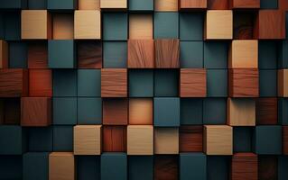 Realistic pattern of moody, calm wooden blocks, Generative Ai photo