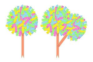 A set of 2 abstract colorful images of a tree collected from paper office stickers of various shapes vector