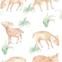 Baby Deer Watercolor Illustration Seamless Pattern vector