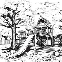 coloring page of a park vector