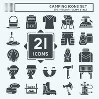 Icon Set Camping. related to Adventure symbol. glyph style. simple design editable. simple illustration vector