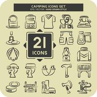 Icon Set Camping. related to Adventure symbol. hand drawn style. simple design editable. simple illustration vector