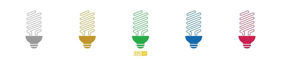 Led bulb color line icon set eps10. vector