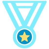 bleu médaille plat icône. illustration. médaille. png