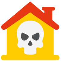 Skull house flat icon. colorful pictogram. Pictogram is isolated. Halloween icon, Trendy flat style illustration for web site design, , ads, apps, user interface. png