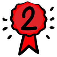 Number 2 with red ribbon icon , illustration. png