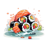 AI Generative Cartoon Sushi No Background Applicable to any Context Perfect for Print On Demand Merchandise png