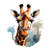 ai généré dessin animé artistique girafe non Contexte en vigueur à tout le contexte parfait pour impression sur demande marchandise png