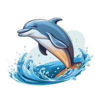 AI Generative cartoon dolphin no background applicable to any context perfect for print on demand png