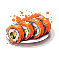 AI Generative Cartoon Sushi No Background Applicable to any Context Perfect for Print On Demand Merchandise png