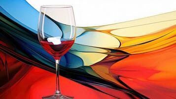 Colorful abstract wine glass photo