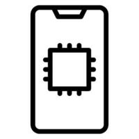 processor line icon vector